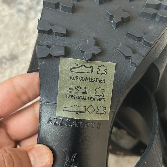 ALLSAINTS Women's Sienna Pointed Toe Black Leather High Heel Sandals - Picture 5 of 12